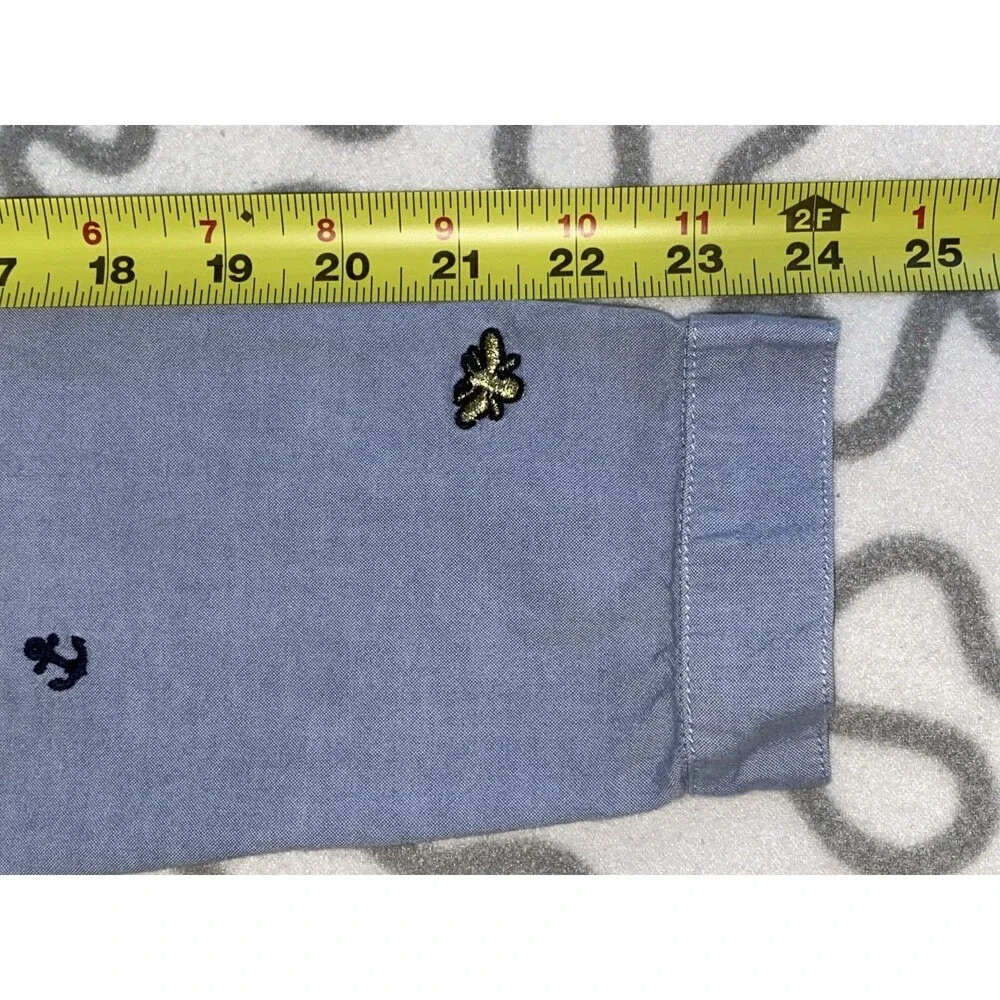 Superdry Womens‎ Long Sleeve Shirt L Madison Blue Embroidered Denim Button - Picture 8 of 11